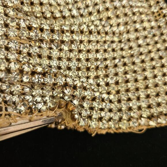 Retro Silver Rhinestone Purse Handbag, 1940s Glam Clutch - Restoration Project - Picture 6 of 8